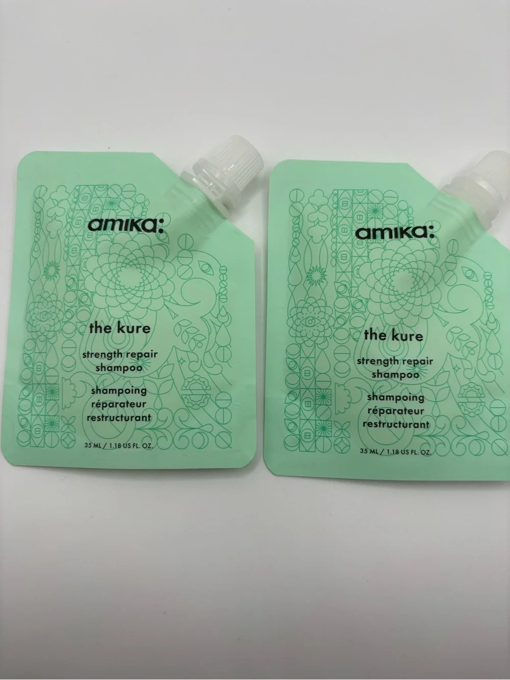 Amika The Kure Strength Repair Shampoo Travel Size Duo 35 mL Each New
